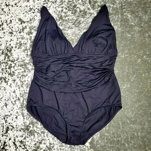 A.N.A Black Ruched One-Piece Swimsuit